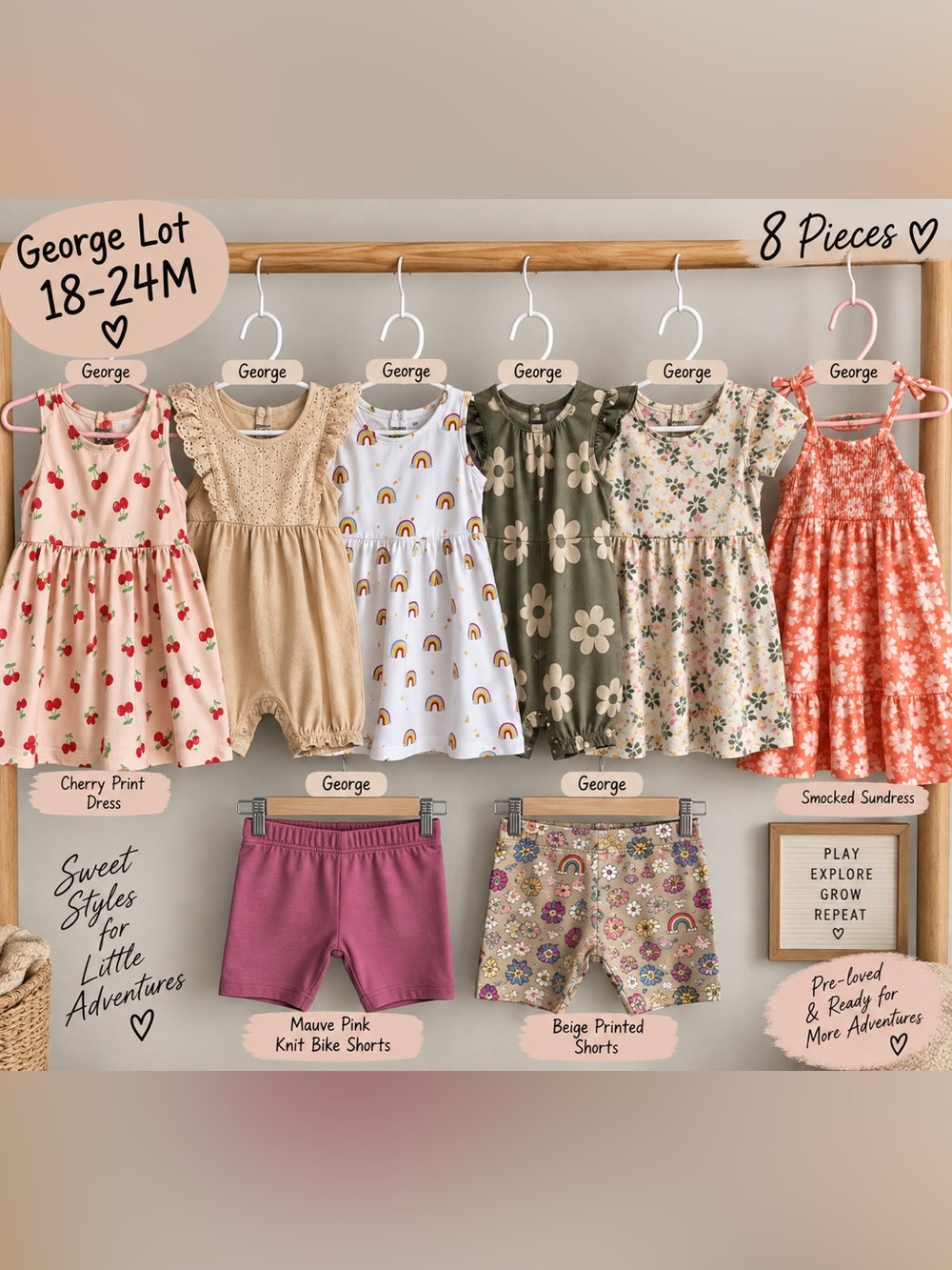 George Girls 18–24M Summer Clearance Clothing Lot – 8 Pieces